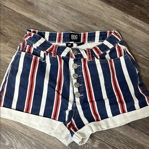 Urban Outfitters BDG Women's Striped Blue and Red Shorts